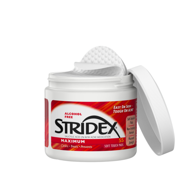 Stridex contrôle anti-acnéique, sans alcool, 55 lingettes douces