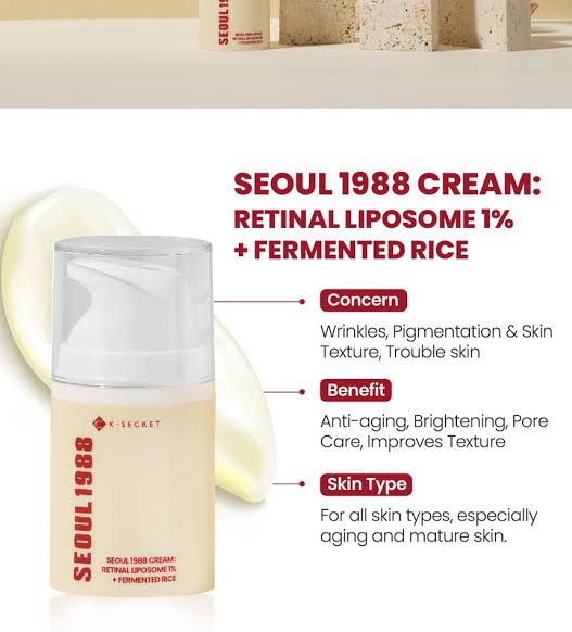 KSECRET - SEOUL 1988 Cream : Retinal Liposome 1% + Fermented Rice - 50ml