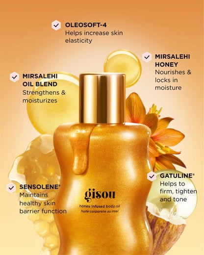 Gisou honey infused body oil shimmer - huile pour le corps pailletée